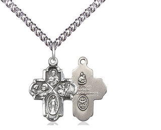 Sterling Silver 4-Way Medal Religious Jewelry