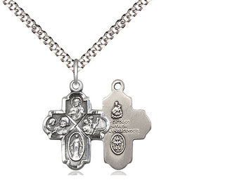 Sterling Silver 4-Way Medal Religious Jewelry