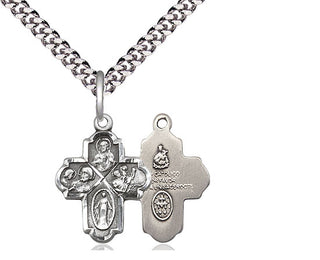 Sterling Silver 4-Way Medal Religious Jewelry