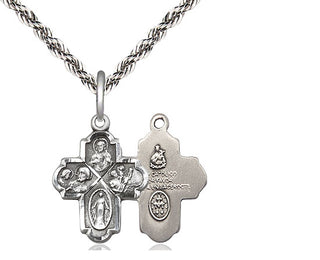 Sterling Silver 4-Way Medal Religious Jewelry