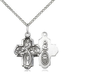 Sterling Silver 4-Way Medal Religious Jewelry