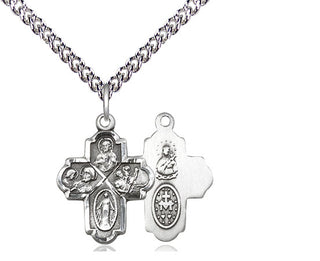 Sterling Silver 4-Way Medal Religious Jewelry