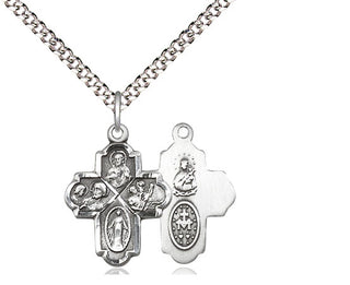 Sterling Silver 4-Way Medal Religious Jewelry