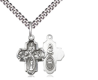 Sterling Silver 4-Way Medal Religious Jewelry