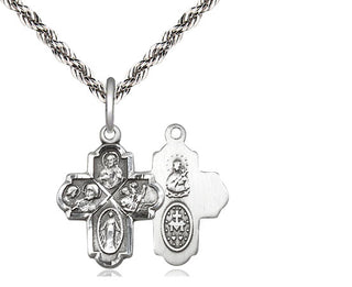 Sterling Silver 4-Way Medal Religious Jewelry