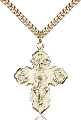 14kt Gold Filled 4-Way Medal Catholic Jewelry