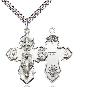 Sterling Silver 4-Way Medal Catholic Jewelry