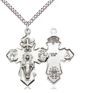 Sterling Silver 4-Way Medal Catholic Jewelry