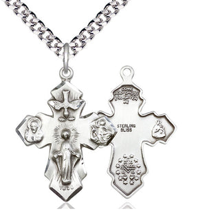Sterling Silver 4-Way Medal Catholic Jewelry