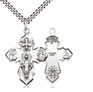 Sterling Silver 4-Way Medal Catholic Jewelry
