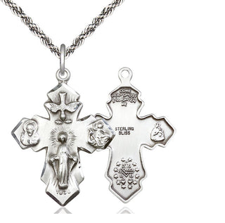 Sterling Silver 4-Way Medal Catholic Jewelry