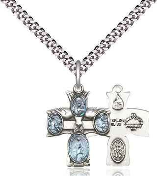 Pewter 5-Way Medal Religious Jewelry