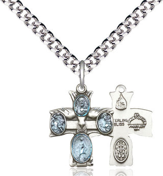 Pewter 5-Way Medal Religious Jewelry
