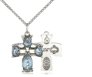 Sterling Silver 5-Way Medal Religious Jewelry