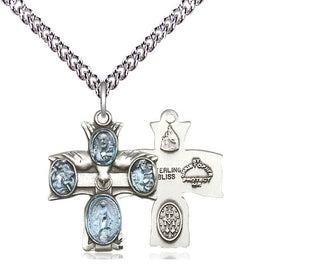 Sterling Silver 5-Way Medal Religious Jewelry