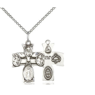 Sterling Silver 5-Way Medal Religious Jewelry