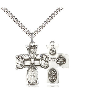 Sterling Silver 5-Way Medal Religious Jewelry