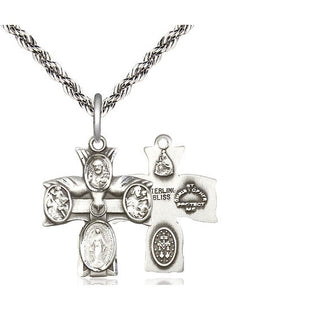 Sterling Silver 5-Way Medal Religious Jewelry