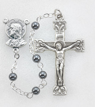 4MM Hematite Stone Bead Rosary In Deluxe Box