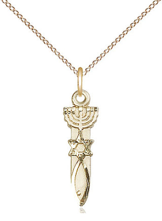 14kt Gold Menorah Star Fish Medal