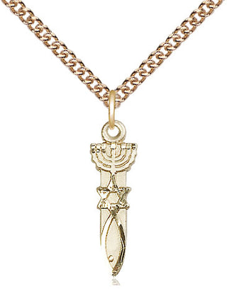 14kt Gold Menorah Star Fish Medal