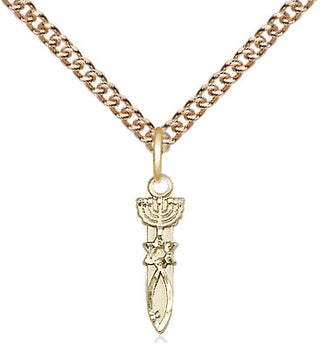 14kt Gold Menorah Star Fish Medal