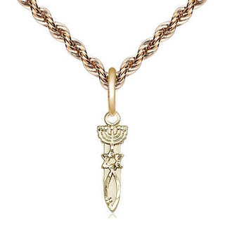 14kt Gold Menorah Star Fish Medal