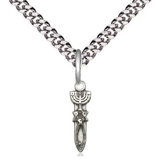 Sterling Silver Menorah Star Fish Medal Religious and Catholic Jewelry