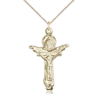 14kt Gold Filled Trinity Crucifix Medal Catholic Jewelry