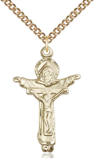 14kt Gold Filled Trinity Crucifix Medal Catholic Jewelry