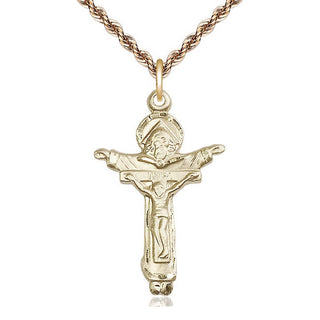 14kt Gold Filled Trinity Crucifix Medal Catholic Jewelry