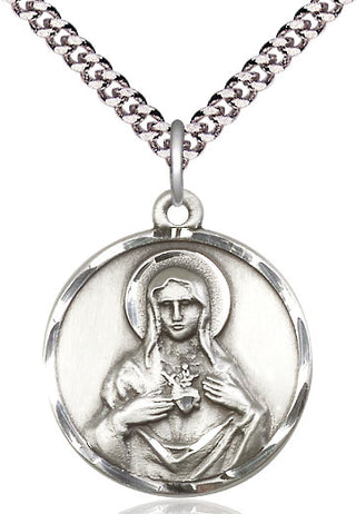 Sterling Silver Immaculate Heart of Mary Medal Catholic Jewelry