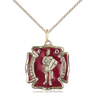 14kt Gold Saint Florian Medal Engraved Catholic Saint Jewelry