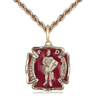 14kt Gold Saint Florian Medal Engraved Catholic Saint Jewelry