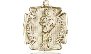 14kt Gold Saint Florian Medal Engraved Catholic Saint Jewelry