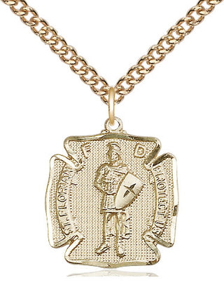 14kt Gold Saint Florian Medal Engraved Catholic Saint Jewelry