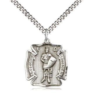 Sterling Silver Saint Florian Medal Religious Jewelry Engraved Catholic Saint Jewelry
