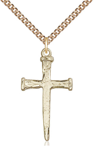 14kt Gold Filled Nail Cross Medal Catholic Jewelry