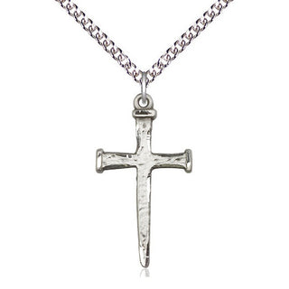 Sterling Silver Nail Cross Medal Catholic Jewelry