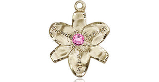 14kt Gold Filled Chastity Pendant with a 3mm Rose Swarovski stone on an 18-inch Gold Filled Light Curb Chain