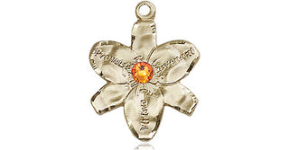 14kt Gold Filled Chastity Pendant with a 3mm Topaz Swarovski stone on an 18-inch Gold Filled Light Curb Chain