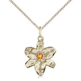 14kt Gold Filled Chastity Pendant with 3mm Topaz Swarovski Necklace