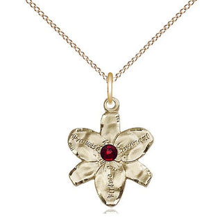 14kt Gold Filled Chastity Pendant with 3mm Garnet Swarovski Necklace