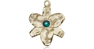 14kt Gold Filled Chastity Pendant with a 3mm Emerald Swarovski stone on an 18-inch Gold Filled Light Curb Chain