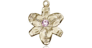 14kt Gold Filled Chastity Pendant with a 3mm Light Amethyst Swarovski stone on an 18-inch Gold Filled Light Curb Chain