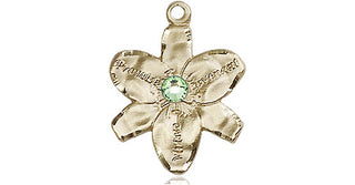 14kt Gold Filled Chastity Pendant with a 3mm Peridot Swarovski stone on an 18-inch Gold Filled Light Curb Chain