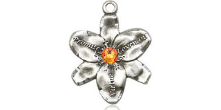 Sterling Silver Chastity Pendant with a 3mm Topaz Swarovski stone on an 18-inch Sterling Silver Light Curb Chain
