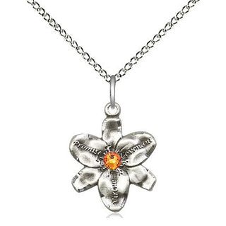 Sterling Silver Chastity Pendant with 3mm Topaz Swarovski stone Necklace