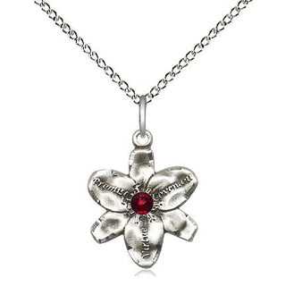 Sterling Silver Chastity Pendant with 3mm Garnet Swarovski stone Necklace