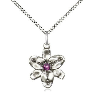 Sterling Silver Chastity Pendant with 3mm Amethyst Swarovski stone Necklace